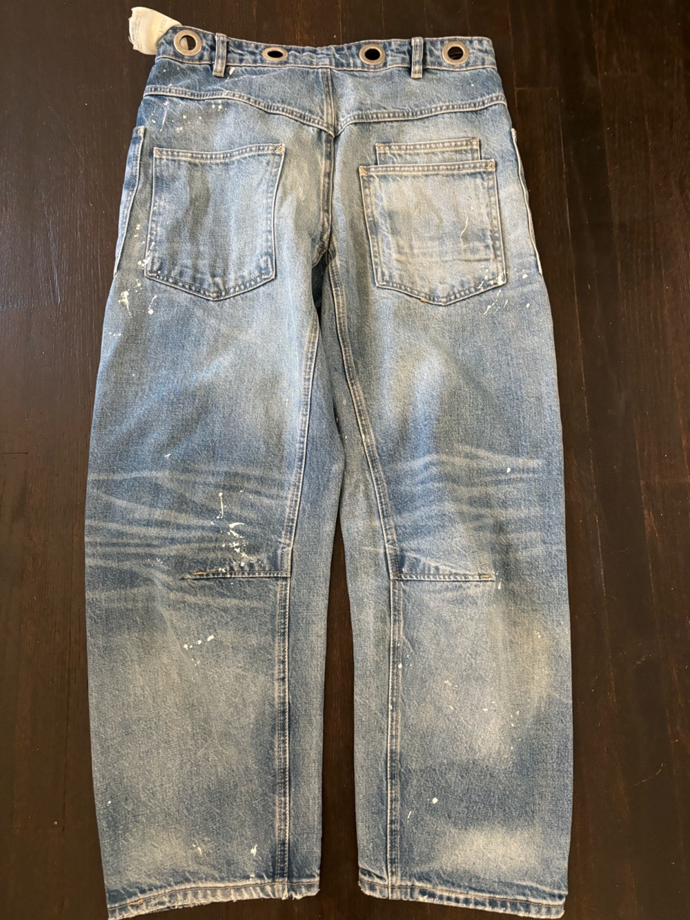 Free People Moxie Barrel cropped Washed Denim Jeans with Paint-Effect Finish - Picture 4 of 6